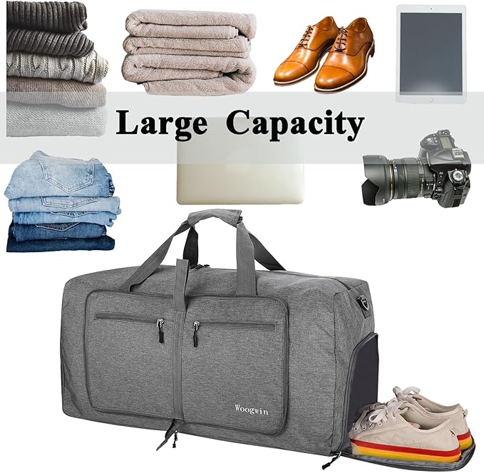 Woogwin Travel Duffel Bag Large Foldable Waterproof Overnight Bag for Beach Swim Bags Pool Sports Gym