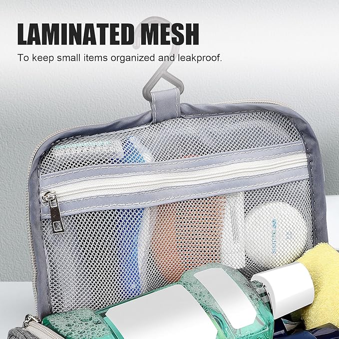 Pantheon Travel Toiletry Bag for Men and Women, Travel bag for Toiletries, Valentines Day Gifts for Men, Travel Bathroom Bag, Mens Travel Bag Hanging Toiletry Organizer Toiletry Kit (Gray)