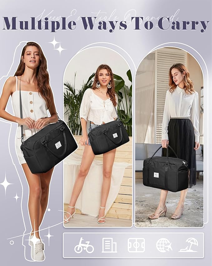 Gym Bag Womens,Travel Duffel Carry on Bag Sport Tote Bag Weekend Overnight Bag