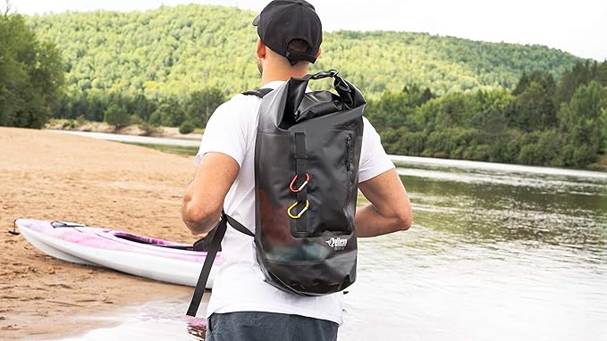 Pelican ExoDry Drybag 10L/20L/30L - Waterproof - Shoulder Strap - Thick & Lightweight - Roll Top Dry Compression - Keeps Gear Dry for Kayaking, Beach, Rafting and Fishing - Black