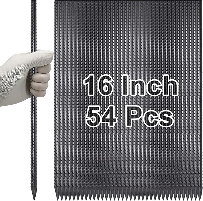 VVOKGO RebarStakes 16 Inches Rebar Stakes (54pcs) Ground Anchors Steel Plant Support Garden Stake Metal Straight Camping Tent Spikes with Chisel Point End, Black