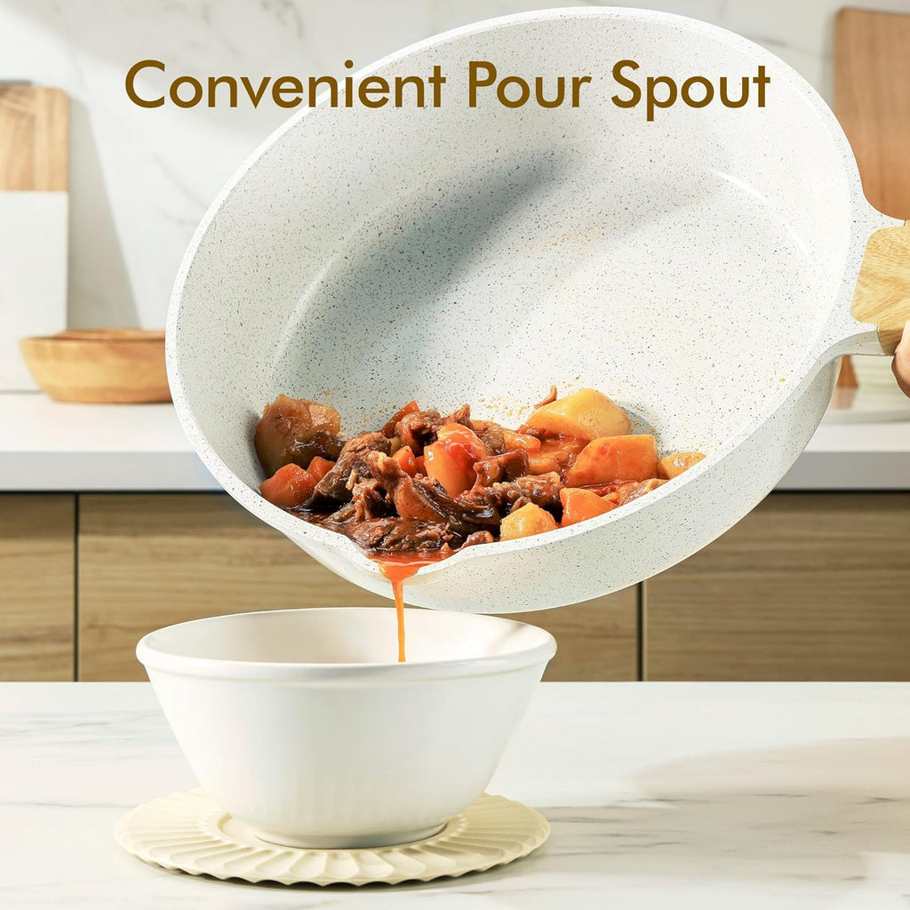 SENSARTE Nonstick Ceramic Sauté Pan 11-Inch/4.3QT, Non-toxic Deep Frying Pan Skillet with Lid, Healthy Jumbo Cooker, Stay Cool Handle, Induction Compatible, PFOA & PFAS Free