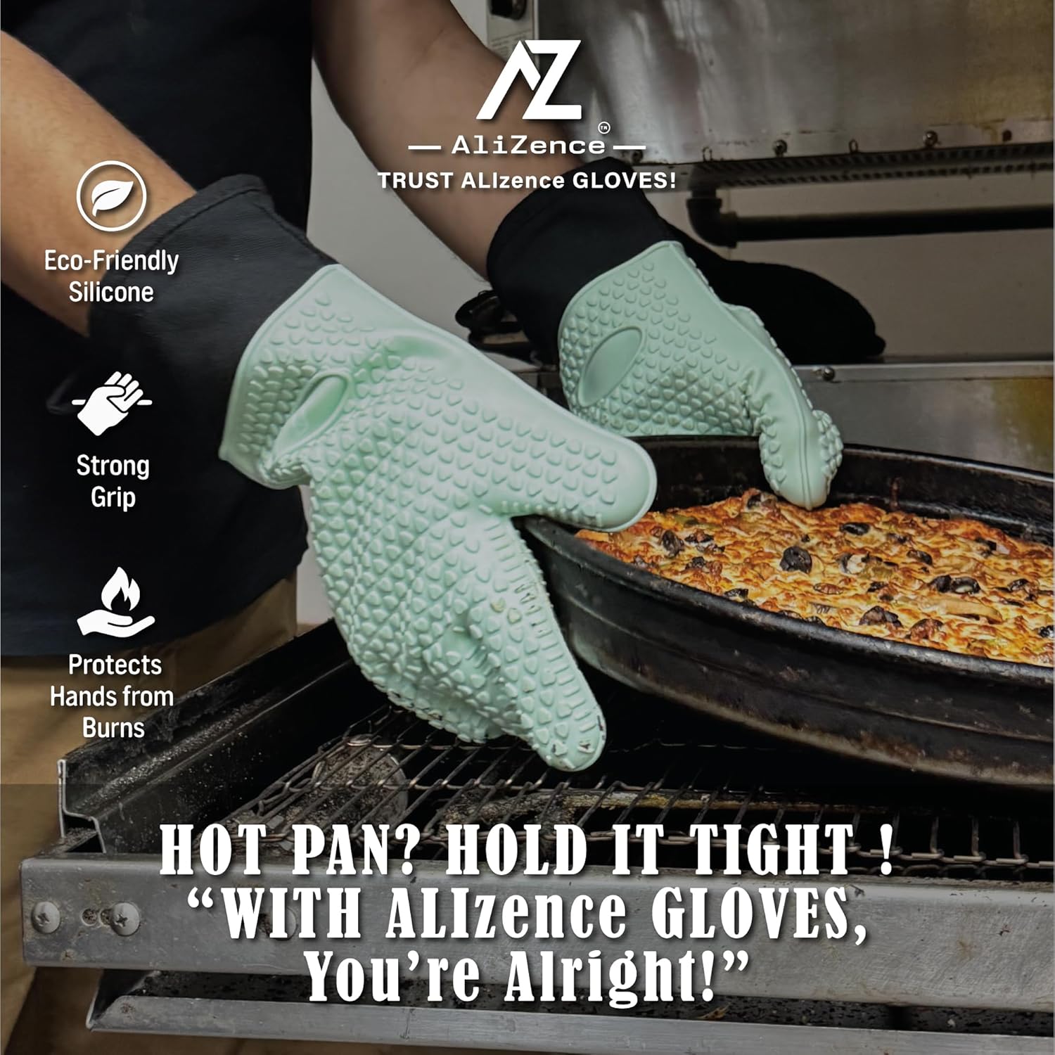 Silicone Smoker Oven Gloves & BBQ Set – Extreme Heat Resistant, Waterproof Oven Mitts, Mini Gloves, Hot Pads & Pot Holders for Cooking, Grilling, Baking, Extra Soft, Superior Value 6 pc Set. (Aqua)