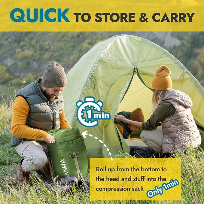 CANWAY Double Sleeping Bag Flannel for Adults Cold Weather Queen Size Two Person Sleeping Bags for Camping with 2 Pillows