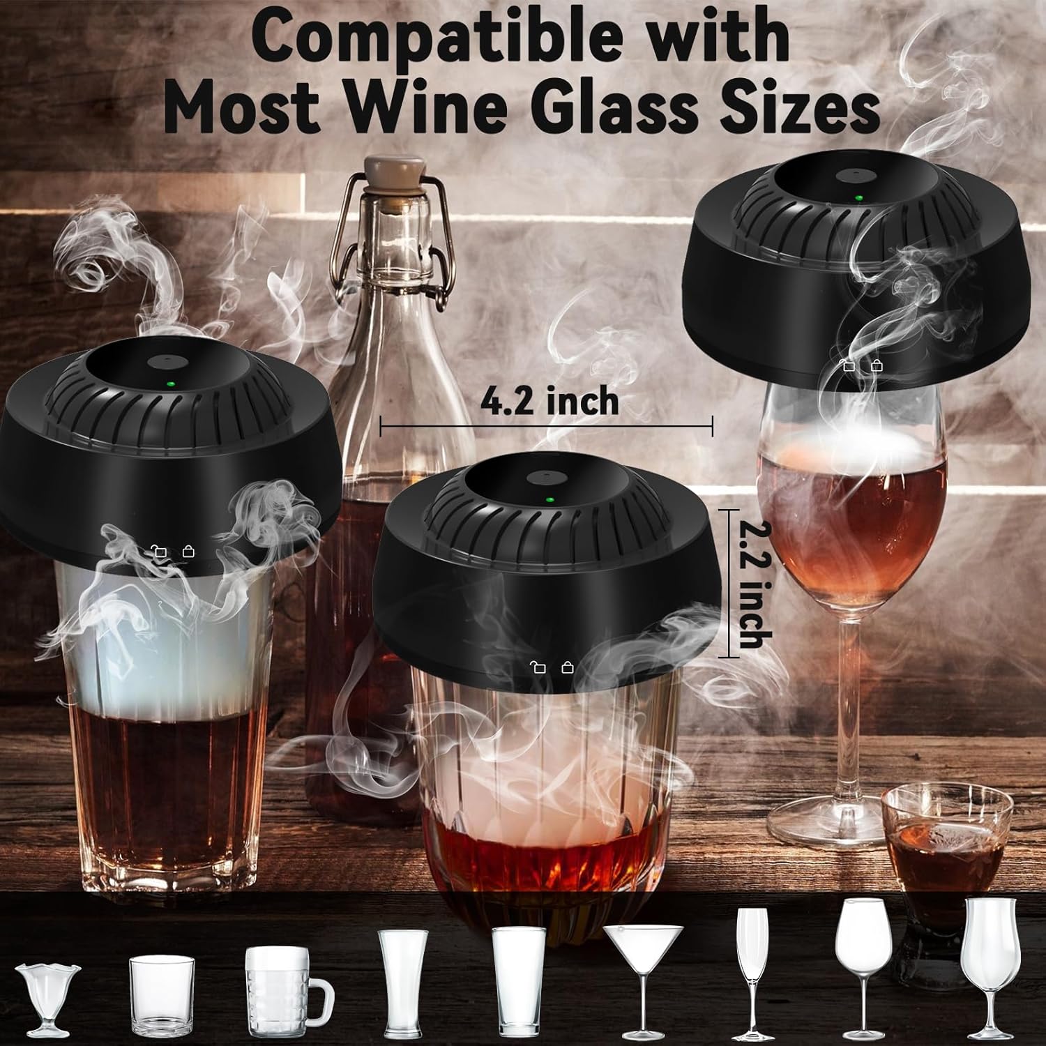 Electric Whiskey Smoker Kit with 6 Wood Chips, Electric Cocktail Smoker Kit Built-in Lighter, No Butane Needed, Gifts for Christmas, Gifts for Men, Dad, Husband
