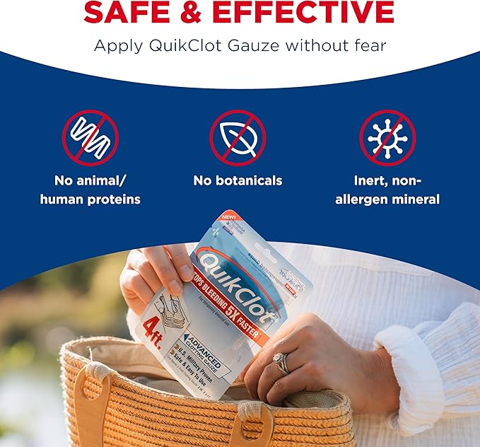 Adventure Medical Kits QuikClot Gauze - for Emergency Survival Kit, Doomsday Prepping Supplies & More - Stops Bleeding Fast with Kaolin - Flexible Hemostatic Medical Gauze - 3" x 24" (2 Strips)