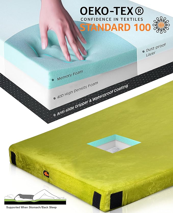 3 Inch GAIALOOP Thick Memory Foam Camping Mattress Sleeping Pad [Car/Tent/Cot] Glamping Portable Floor Mat Roll Up Futon Mattress for Guests Sleepover