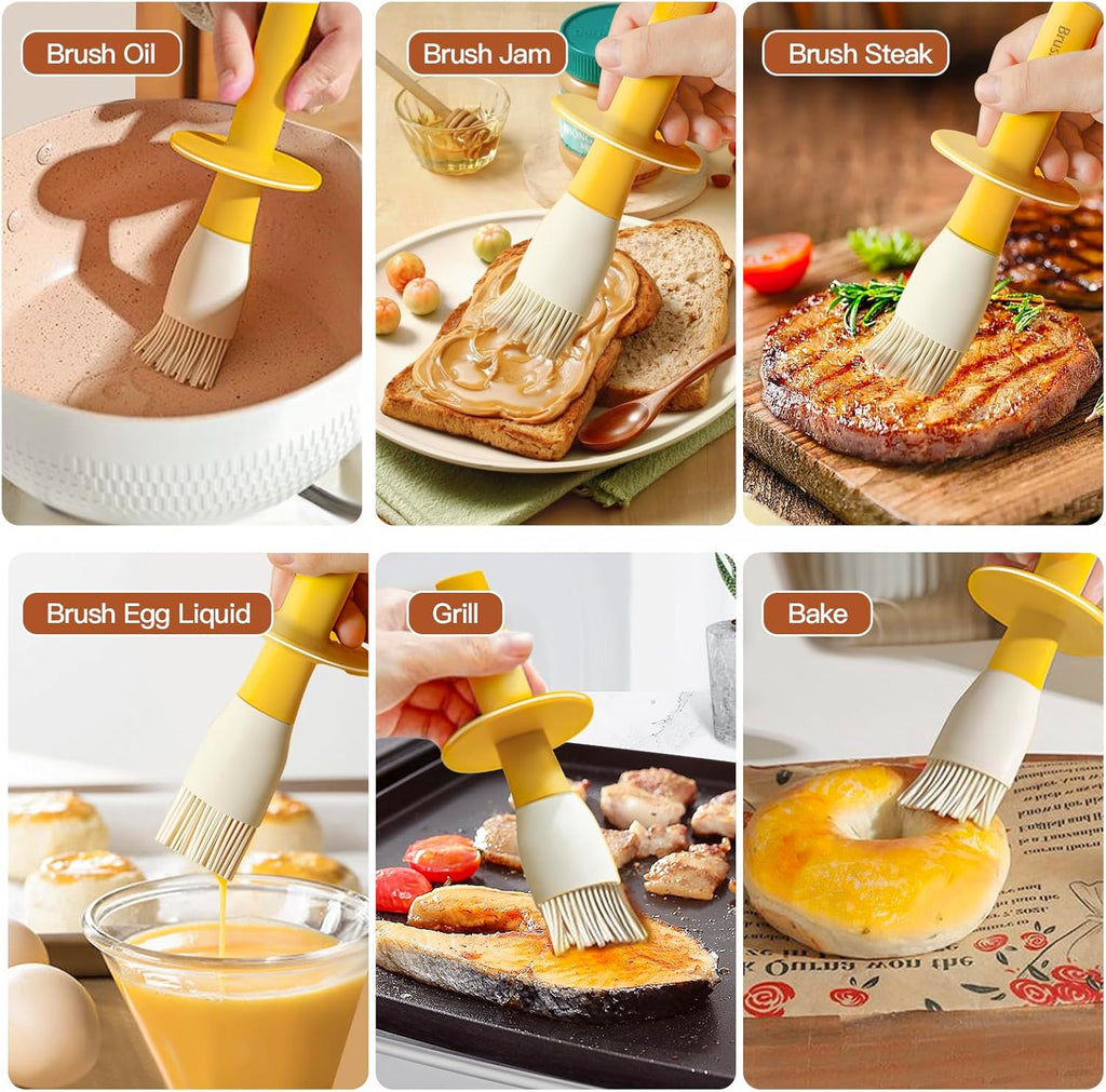 YARRAMATE 300ml /10oz Oil Dispenser with Brush - Glass Oil Bottle for Kitchen with Silicone Heat Resistant Basting Brush - Cooking Brush for Vinegar Sauce BBQ Grill Frying -Orange