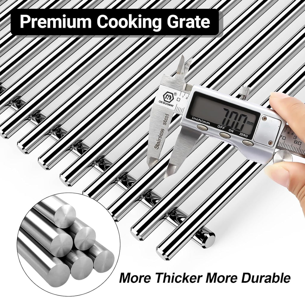 7637 Stainless Steel Grill Parts for Weber Spirit E210, 17.5 Inch Cooking Grates for Weber Spirit E210, E220, S210, S220 with Front Control, Replacement Parts for Weber Spirit 200 & GS4 Spirit II E210