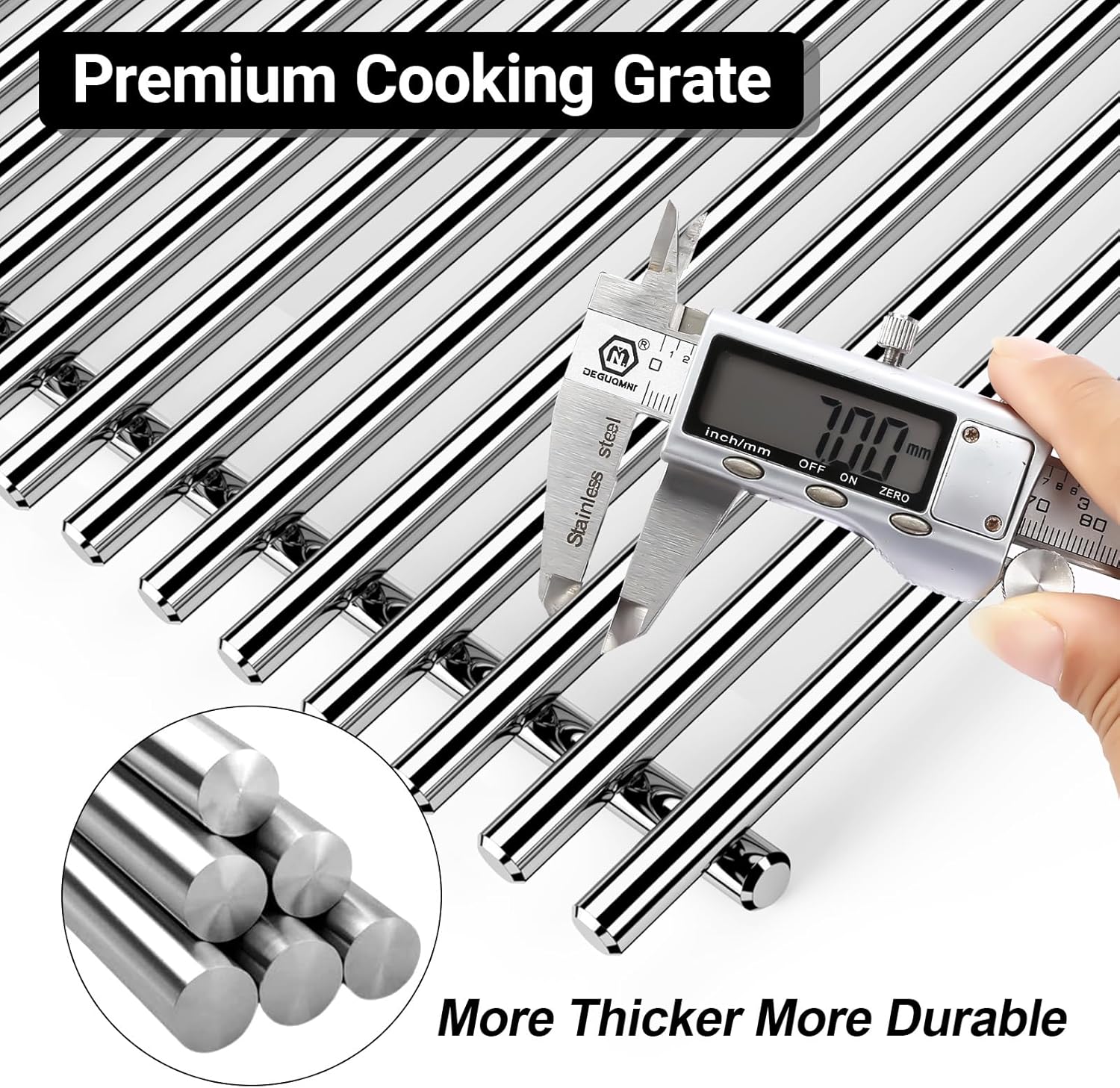 7637 Stainless Steel Grill Parts for Weber Spirit E210, 17.5 Inch Cooking Grates for Weber Spirit E210, E220, S210, S220 with Front Control, Replacement Parts for Weber Spirit 200 & GS4 Spirit II E210