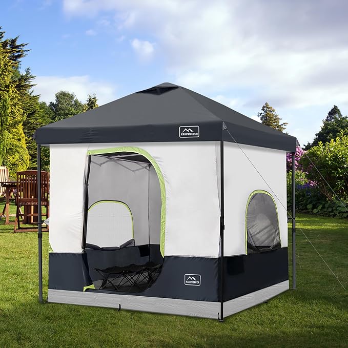 KAMPKEEPER 6 Person Camping Tent, 10x10 Pop Up Canopy Tent with Camping Inner Tent, Converts 10'x10' Straight Leg Canopy into Camping Tent–Fully Vented Roof(Canopy & Frame Included)