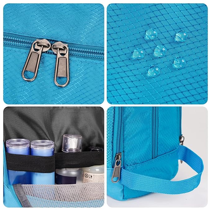 Toiletry Bag for Men Hanging Dopp Kit Water Resistant Shaving Bag Small Toiletry Bag for Traveling (Pure Blue)