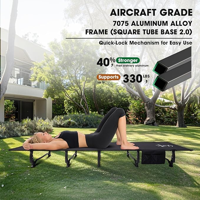 HITORHIKE Camping Cot Compact Folding Cot Bed for Outdoor Backpacking Camping Cot Bed