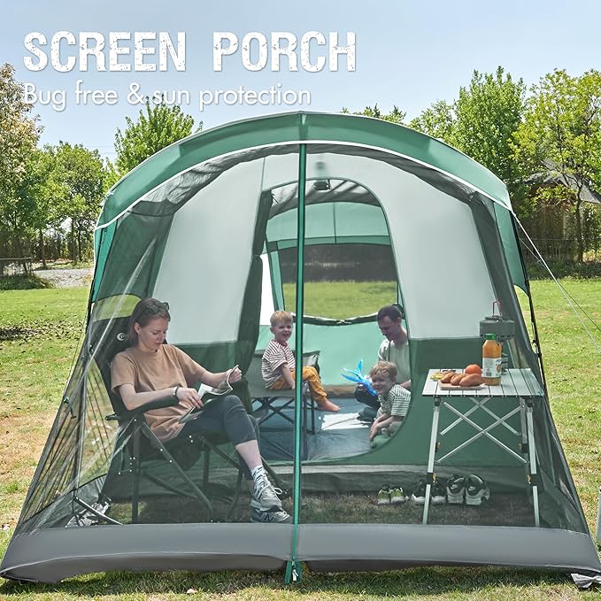 PORTAL 6/8/10 Person Family Camping Tent with Screen Room, Water Resistant Big Tunnel Tent with Rainfly, Large Family Tent for Outdoor Camping, Party