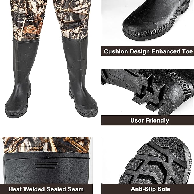 Night Cat Fishing Waders for Men Women Waterproof Hunting Chest Wader with Bootfoot Belt Breathable Lightweight Size 6 to 14