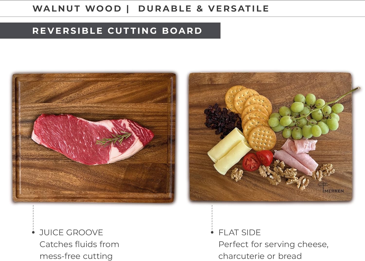 Premium Walnut Wood Cutting Board – XL End Grain Butcher Block – Extra Large Reversible Chopping Board with Juice Groove – For Meat, Cheese, Veggies, Charcuterie – Knife Friendly Kitchen Essential