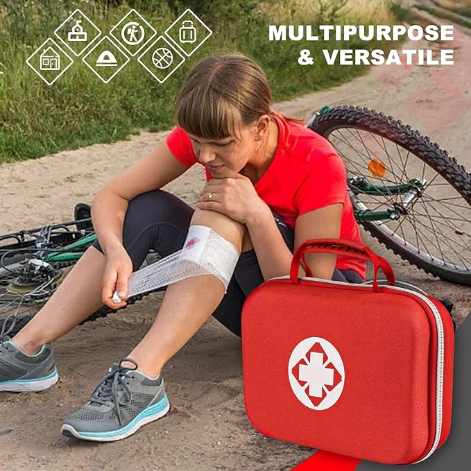 299PCS First Aid Kit Portable Red Camping Essentials Multiple Purpose Survival Kits Plus Case Emergency Set Outdoor Backpacking Gear Suitable for Hiking School Car Home YIDERBO