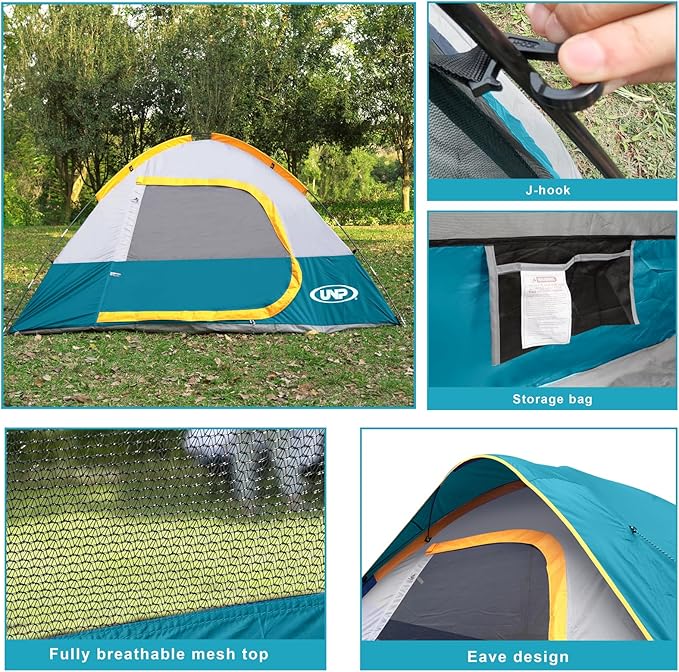 Camping Tent 4 Person, Waterproof Windproof Tent with Rainfly Easy Set up-Portable Dome Tents for Camping