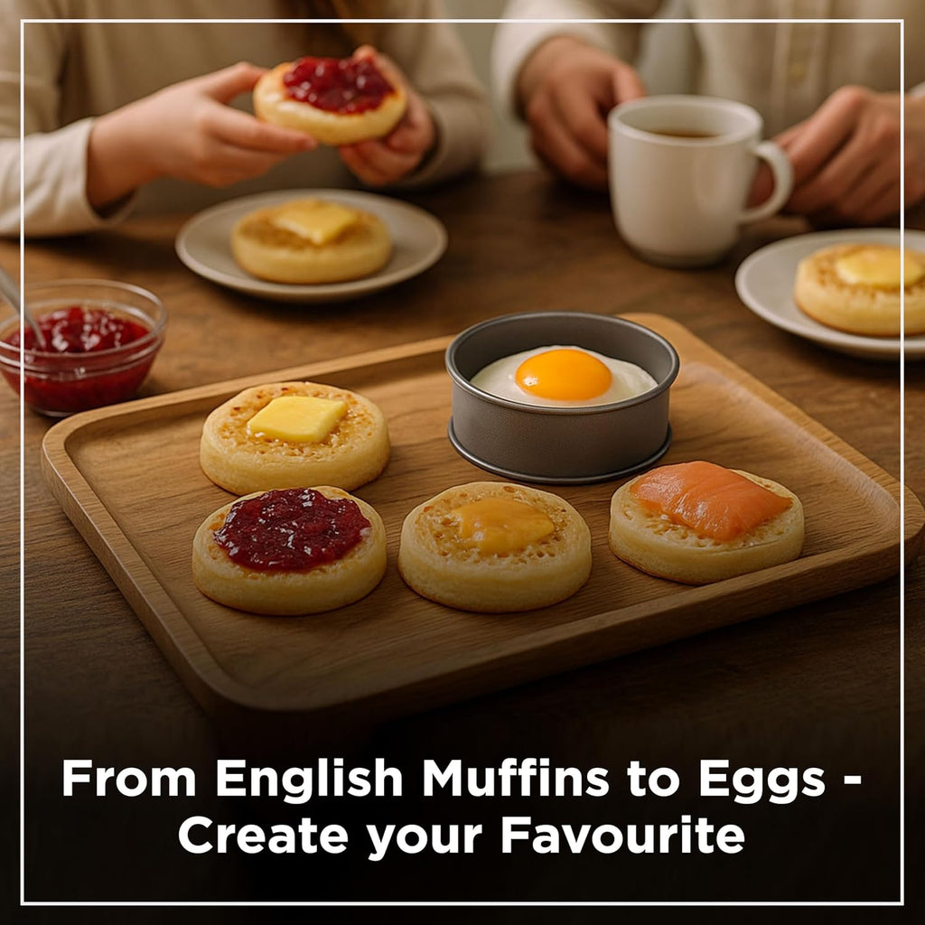 Wrenbury Crumpet Rings Nonstick 3.5 inch - English Muffin Rings - Set of 6 Food Ring Molds for Cooking – Metal Baking Egg Ring Set - Made in England