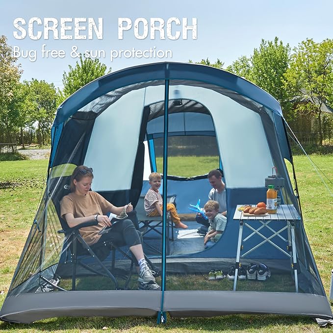 PORTAL 6/8/10 Person Family Camping Tent with Screen Room, Water Resistant Big Tunnel Tent with Rainfly, Large Family Tent for Outdoor Camping, Party