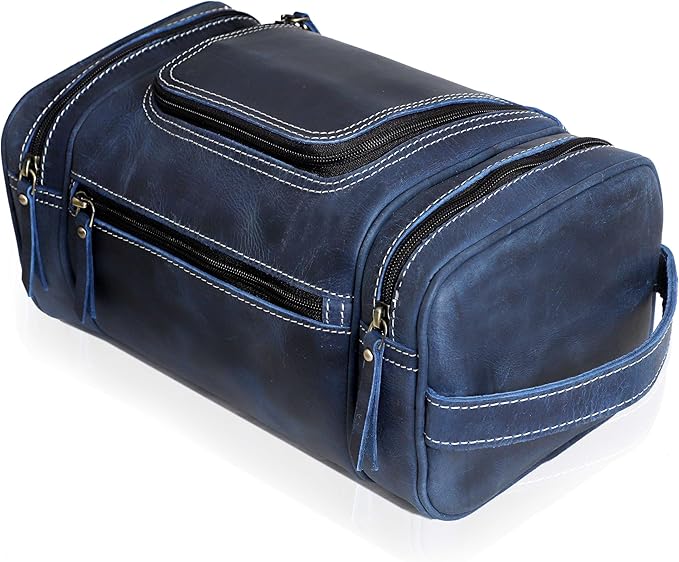 VC VINTAGE COUTURE Leather Toiletry Bag for Men Extra Large Leather Men's Toiletry Bag for Traveling Real Leather Dopp Kit for Men Leather Shaving Bag for Travel