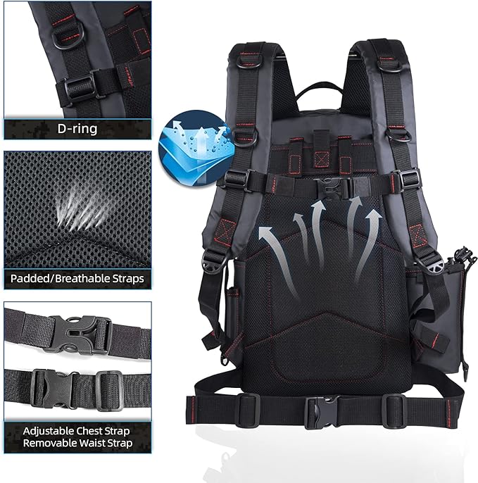 BLISSWILL Fishing Backpack - Waterproof with Rod Holder, Ideal Fishing Gear and Gifts for Men