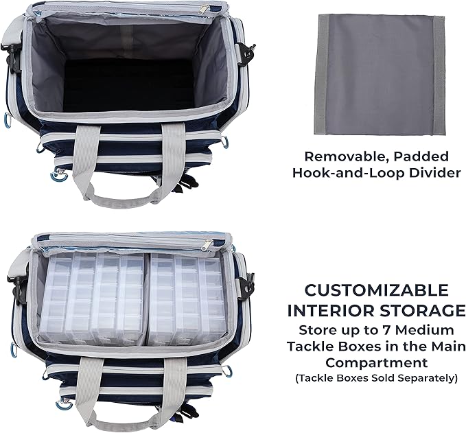 OSAGE RIVER Fishing Tackle Bag, Saltwater Fishing Gear Bag, Tackle Box Organizer with Waterproof Non-Slip Bottom, Padded Shoulder Strap, and Fishing Pliers, Fishing Gifts for Men