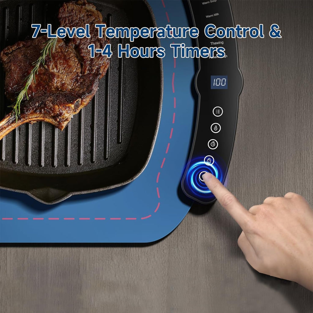 Warming Mat for Food, Food Warming Mat with 7 Temp Master Adjustable Warming Tray, Thermochromic Line, Electric Warming Tray for Buffets Party, Food Warmers