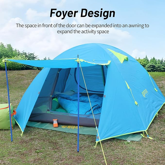 Himalaya 4 Person Camping Tent, Backpacking Tent Waterproof Windproof Lightweight Portable Easy Setup Double Layer for Outdoor Camping Hiking Mountaineering Travel