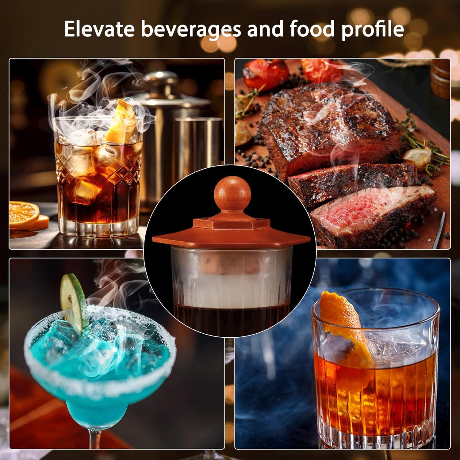 Whiskey Smoker Kit with Torch - Cocktail Smoker Infuser Kit, Old Fashioned Drink Smoker Kit, Anniversary and Birthday Bourbon Whiskey Gifts for Men, Dad, Husband, Boyfriend (No Butane)