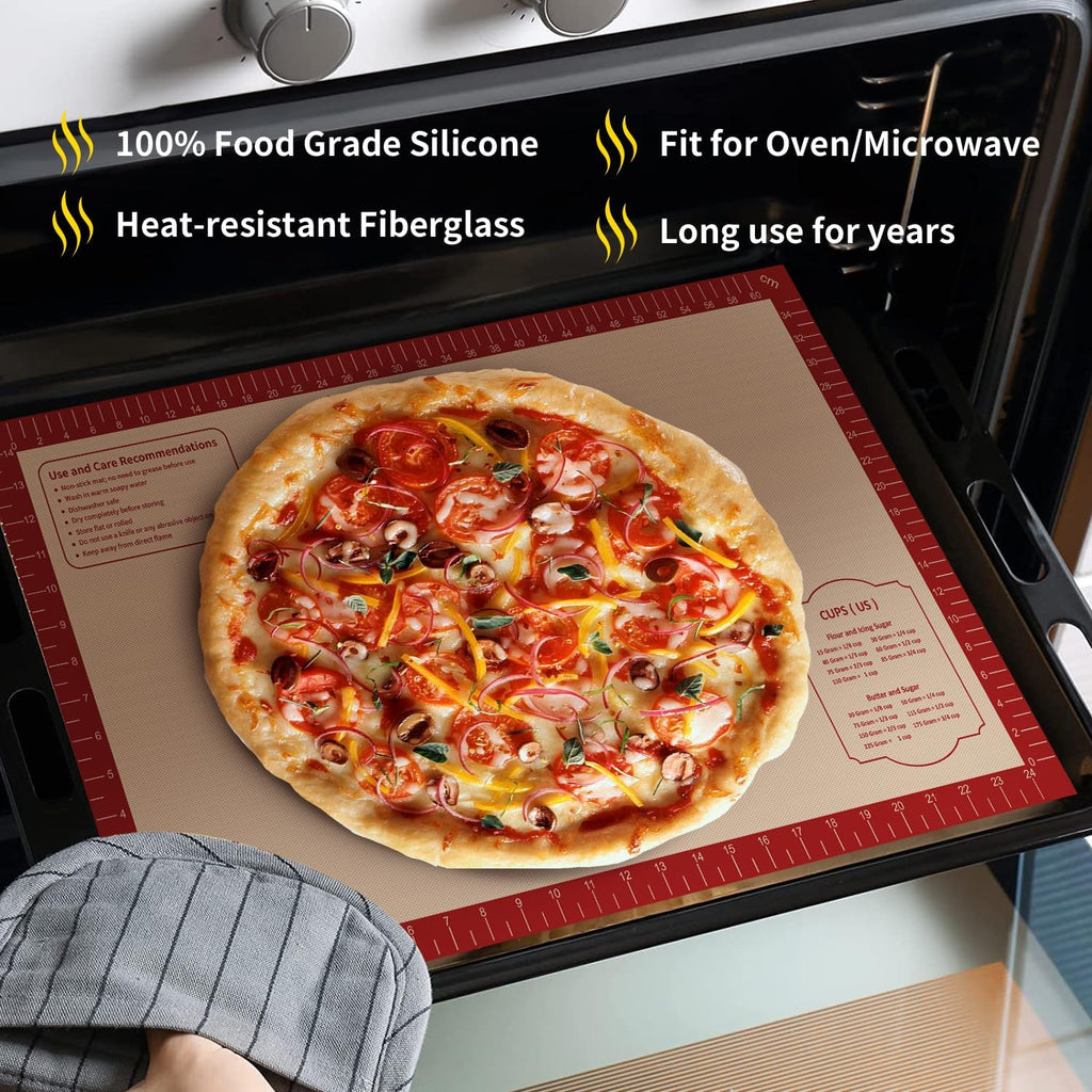 Non Stick Silicone Pastry Mat, Dough Mat for Rolling, Food-grade Reusable Baking Mat Fondant Mat Nonslip Kitchen Mat for Counter Oven Mat for Making Cookies Macarons Bread Pizza