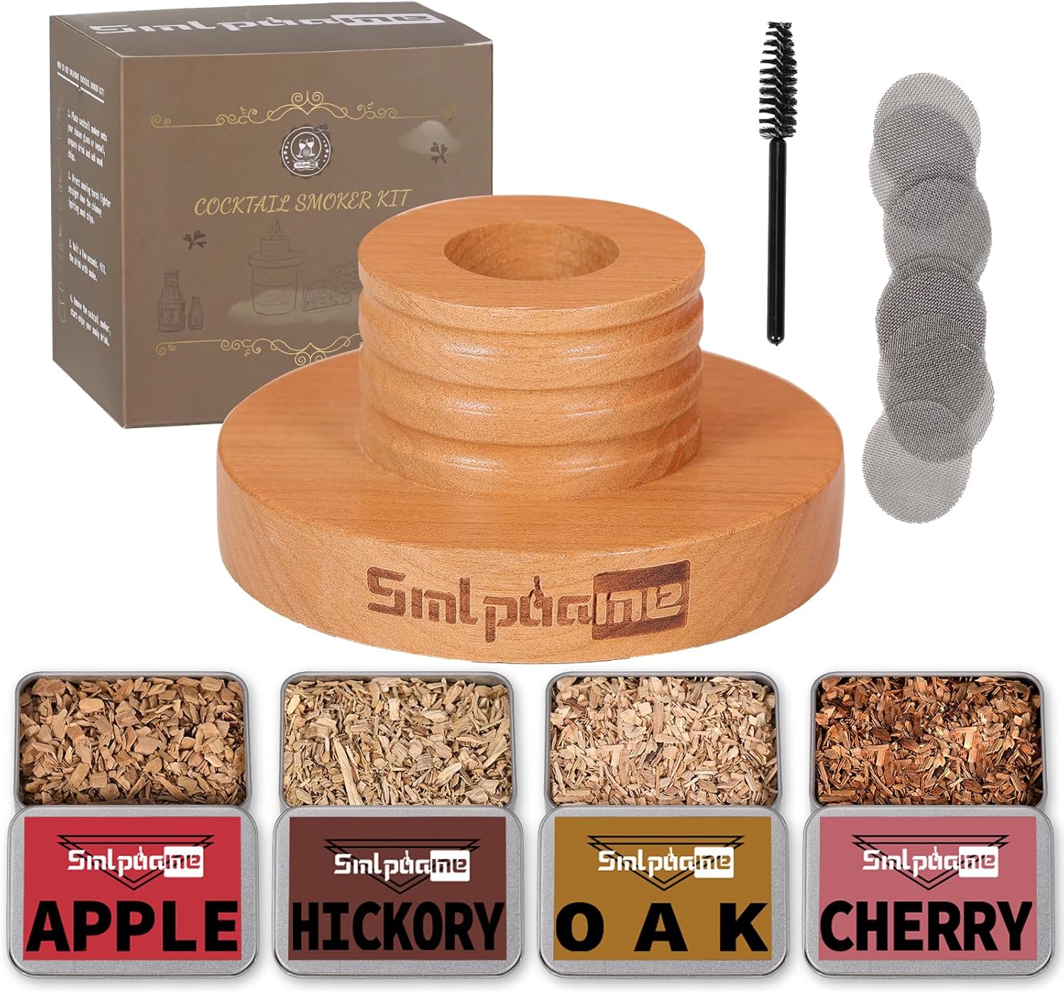 Cocktail Smoker Kit, Old Fashioned Smoker Kit for Bourbon Whiskey Drink, Smoker Infuser Kit with 4 Flavors Wood Chips, Birthday Father's Day Gifts for Husband, Men, Dad