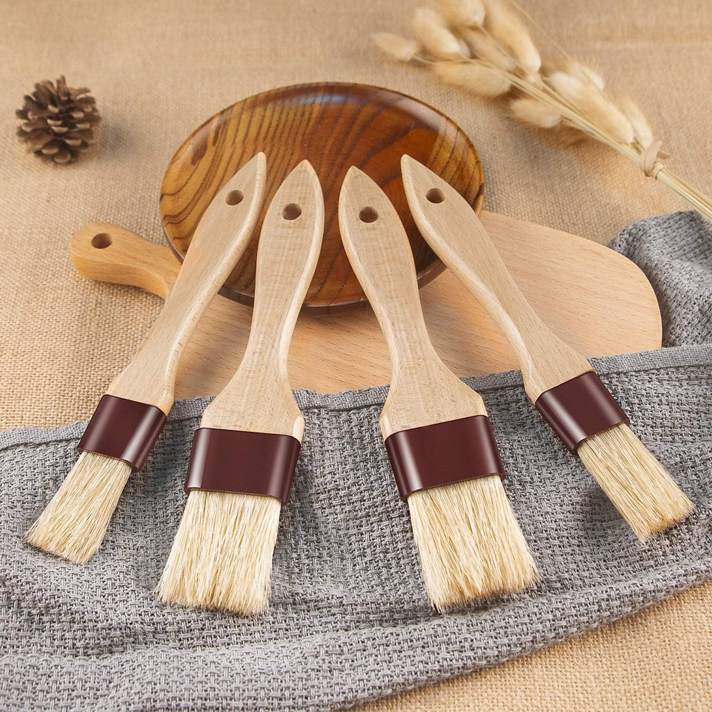 Pastry Brushes for Baking Basting Brush with Boar Bristles and Beech Hardwood Handles Culinary Oil Brush for Barbecue Butter Grill BBQ Sauce Baster Marinade Kitchen Food Cooking Brushes (3 inch)