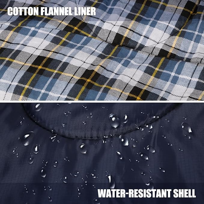 REDCAMP Cotton Flannel Sleeping Bag for Camping Backpacking, Adults Cold Weather Envelope Sleeping Bags with 2/3/4lbs Filling