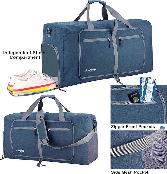 Woogwin Travel Duffel Bag Large Foldable Waterproof Overnight Bag for Beach Swim Bags Pool Sports Gym