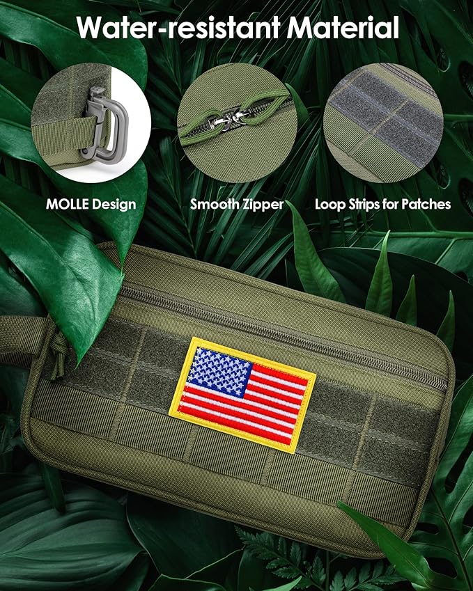 TACTICISM Toiletry Bag for Men - Dry Wet Separate Travel Toiletry Bag, Tactical Molle Dopp Kit for Men with Large Capacity, Water-Resistant Shaving Bag for Adult Women for Travel, Green