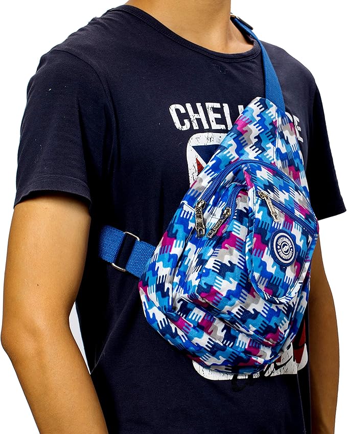 Chrysansmile Sling Bag for Women Men Nylon Crossbody Bags Fanny Packs Flower Print Small Backpack for Travel Hiking