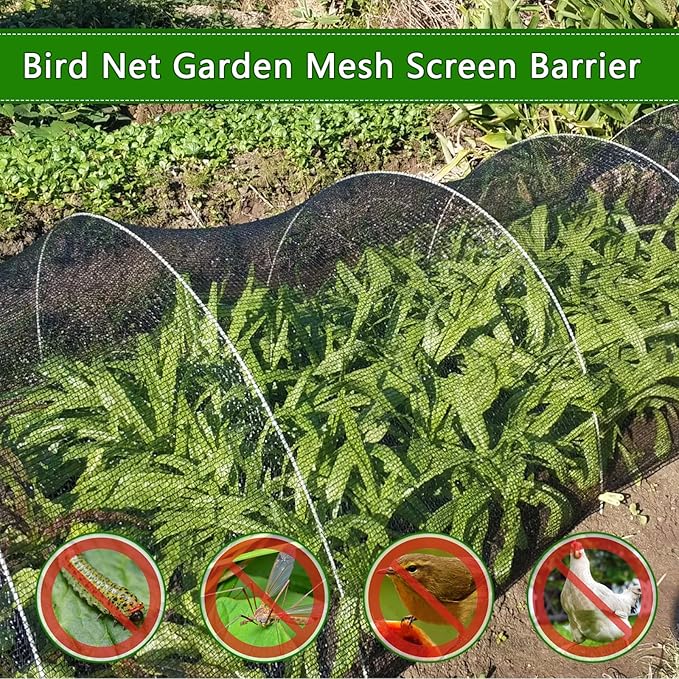2 Pcs Mosquito Nettings,10 x 13Ft Fly Insect Bird Net Garden Mesh Screen Barrier,Mosquito Mesh Screen for Patio,Balcony,Camping,Umbrella,Protecting Vegetables Fruit Tree Plants(Black)