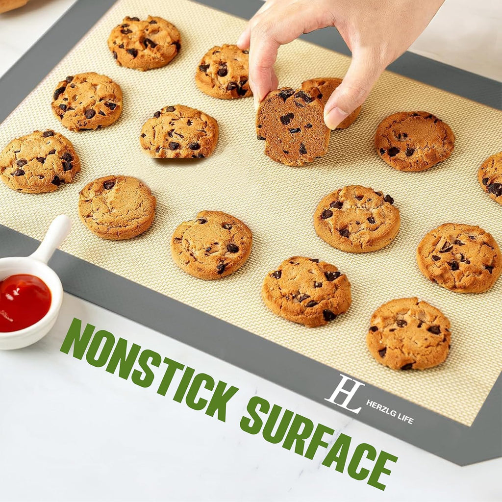Silicone Baking Mat Cookie Sheet for Oven, Non-Stick Reusable Food Safe silicone mats for baking, Baking Sheet Liner, Oven Baking Sheet for Making Bread, Cookies,Macaron,Pizza(1+1 +2)