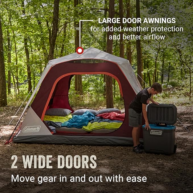 Coleman Skylodge Instant Tent 4/6/8 Person Tent Sets Up in About 1 Minute Weatherproof with Pre-Attached Poles & Carry Bag Made of PFAS-Free Materials