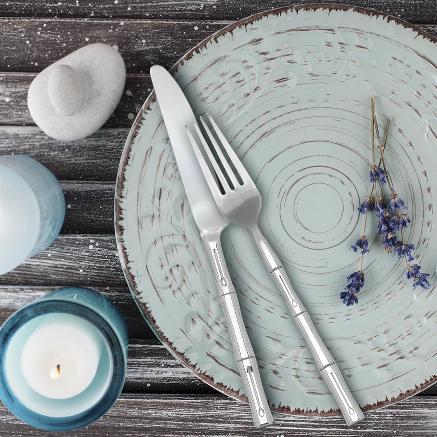 Hampton Forge Hampton Signature – Bamboo – 20 Piece Flatware Set, Service for 4