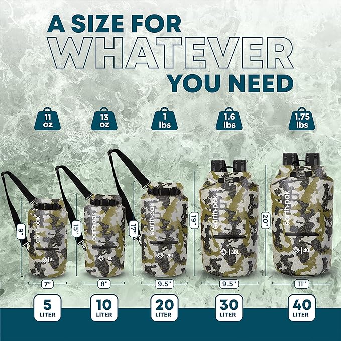 Earth Pak Waterproof Dry Bag with Zippered Pocket - Waterproof Dry Bag Backpack Keeps Gear Dry