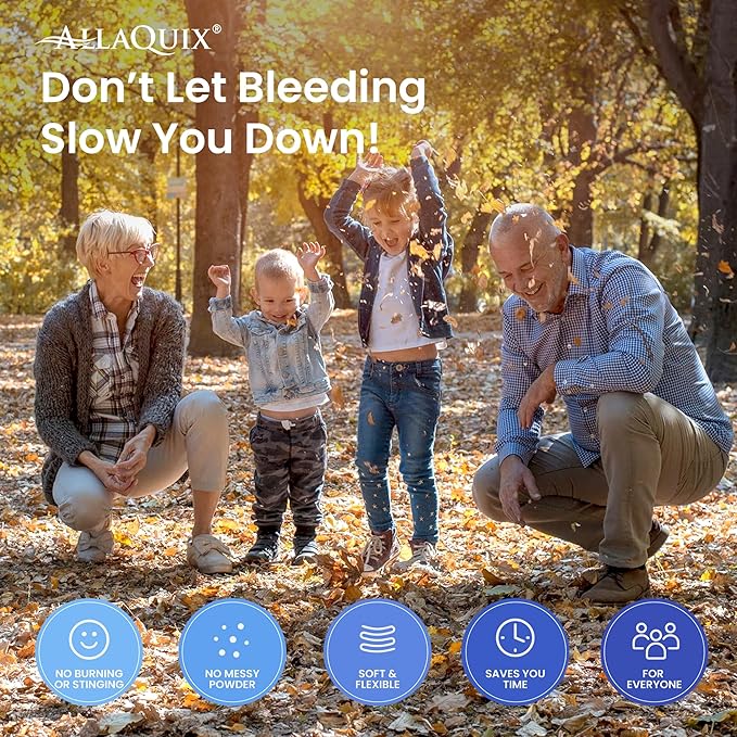 Blood Thinner Stop Bleeding Kit with AllaQuix Stop Bleeding Gauze (Hemostatic Bandage – Blood clotting Bandage)