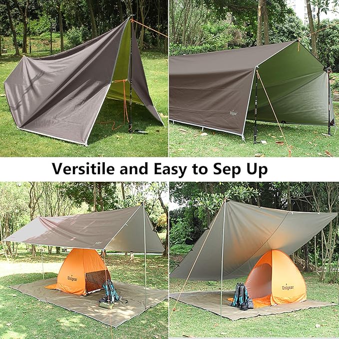 Unigear Hammock Rain Fly Waterproof Tent Tarp, UV Protection and PU 3000mm Waterproof, Lightweight for Camping, Backpacking and Outdoor Adventure