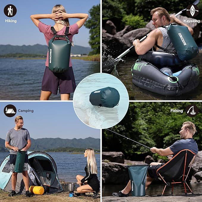 MARCHWAY Floating Waterproof Dry Bag Backpack 5L/10L/20L/30L/40L, Roll Top Sack Keeps Gear Dry for Kayaking, Rafting, Boating, Swimming, Camping, Hiking, Beach, Fishing