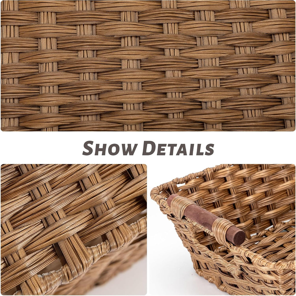 Basket - Wicker Storage Basket, Hand Woven Wicker Storage Basket for Home Storage, Dimensions 15"W x 10.6" x 5.1"H, Brown Home Storage Box