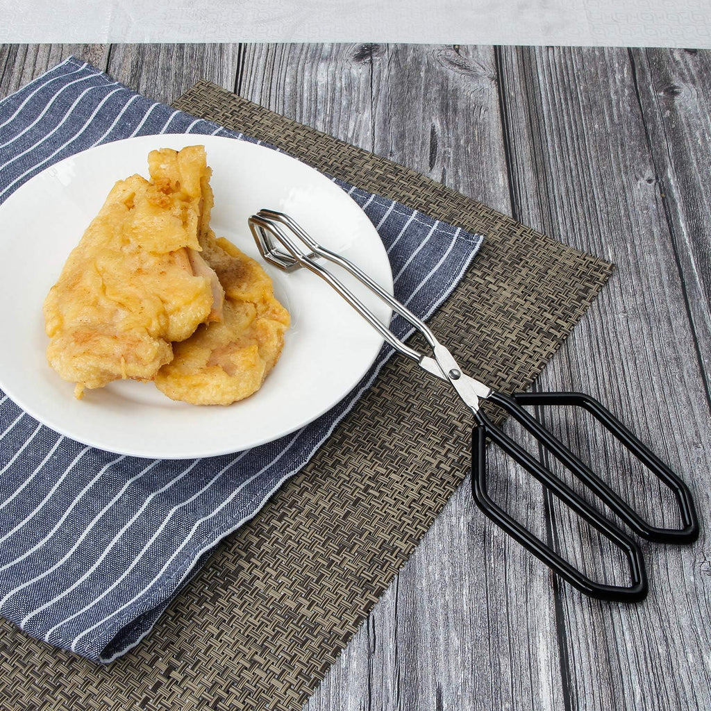 MSY BIGSUNNY Stainless Steel Scissor Tongs Heavy Duty Cooking Tongs with Soft Handles (2, black 11" +11")