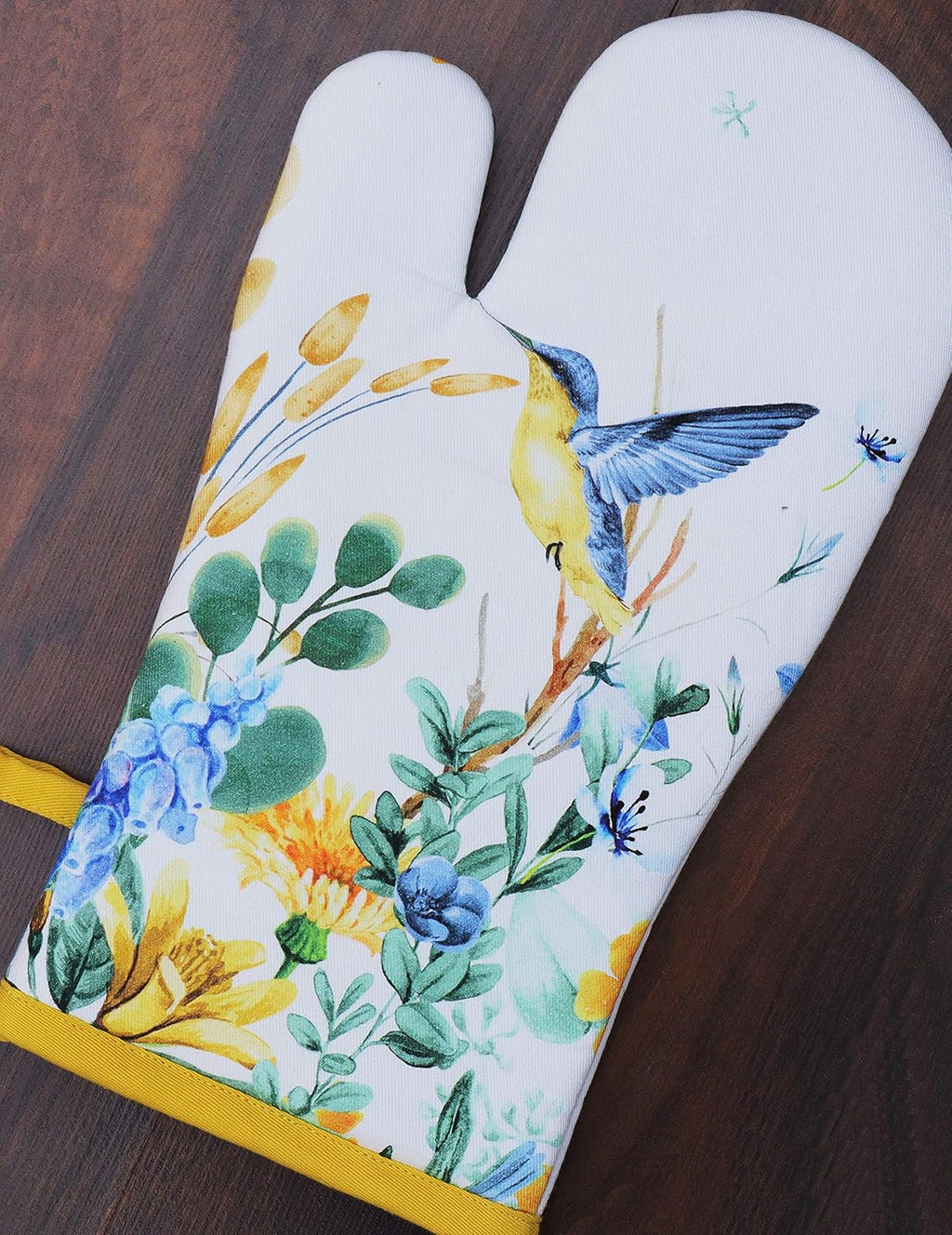 AMOUR INFINI Cotton Oven Mitts Set of 1 with Hanging Loop Non-Slip, Heat Resistant, Reusable Oven Mitt for Baking Cooking Kitchen Oven Gloves (Wild Meadow)