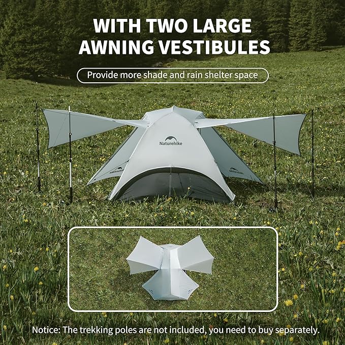 Naturehike Star River UL 2 Person Backpacking Tent, Double Layer Waterproof Two Person Tent, Lightweight Backpacking Cycling 2 Person Tent