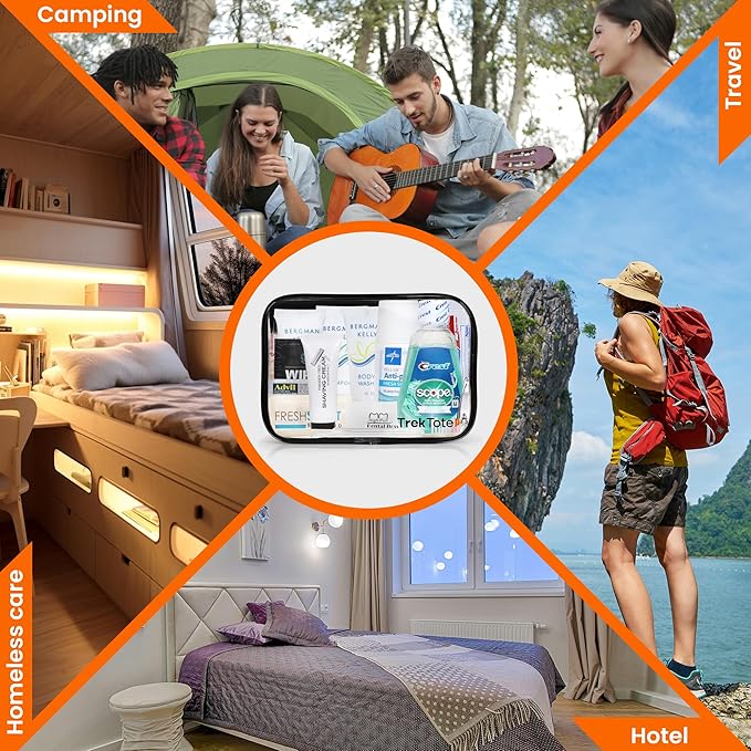 Trektote Travel Toiletry Kit For Men And Women – 20 Piece Set of Travel Size Toiletries, TSA Compliant, Includes Shampoo And Conditioner, Body Wash, Oral Care, Reusable Toiletry Bag & More